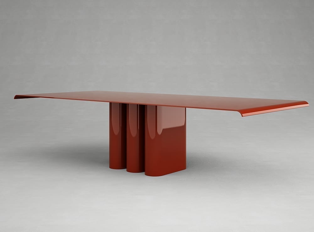 Giorgio 2 Dining Table Red Lacquer, Lacquer Dining Table