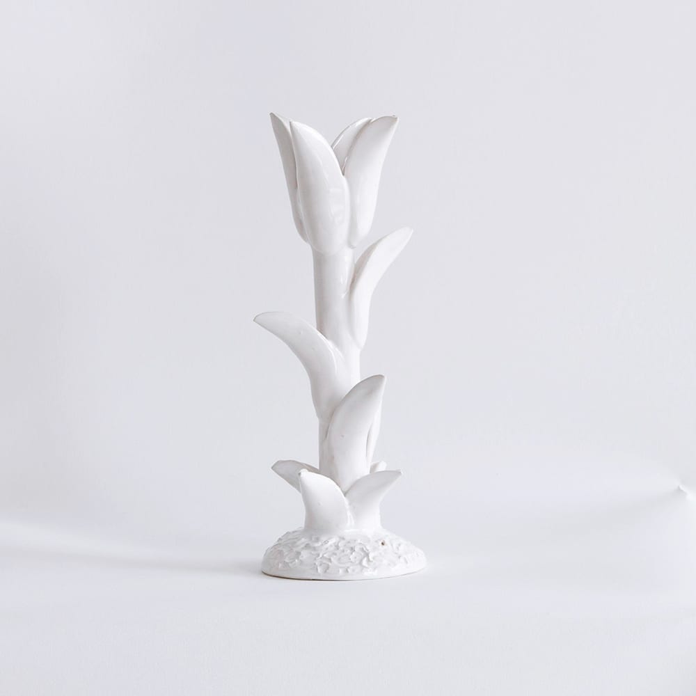 Ceramic tulip candlestick holder